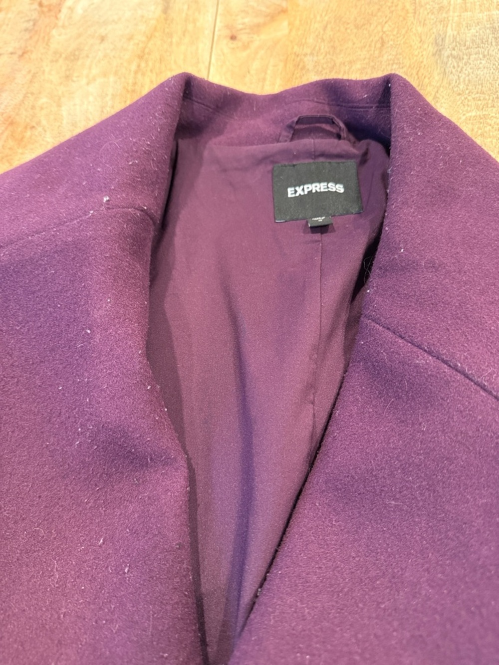 Express Women's Plum Wrap Coat with Tie Waist - Picture 3 of 5